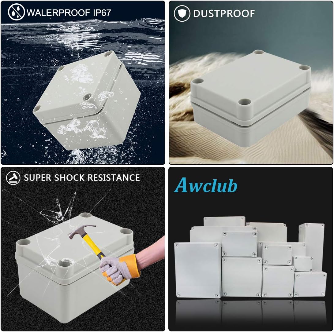 8x8x5.2 IP67 Dustproof Junction Box Gray Pack of 2 Q4030