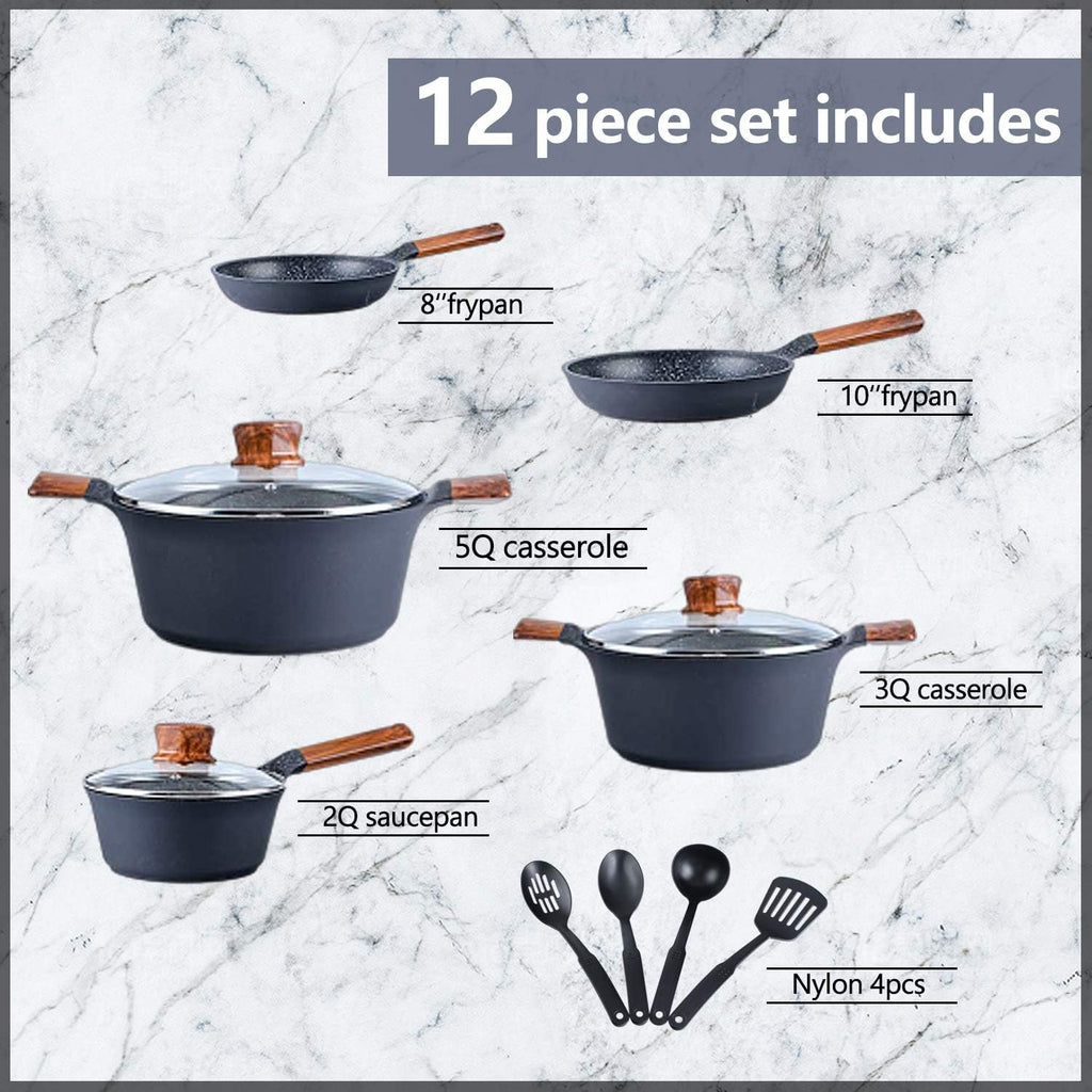 12 Piece Nonstick Die-cast Aluminum Cookware Set I777