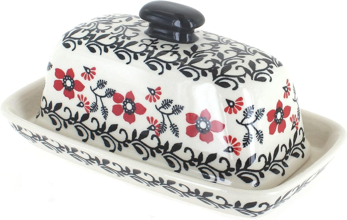 Blue Rose Polish Pottery Butter Dish R161