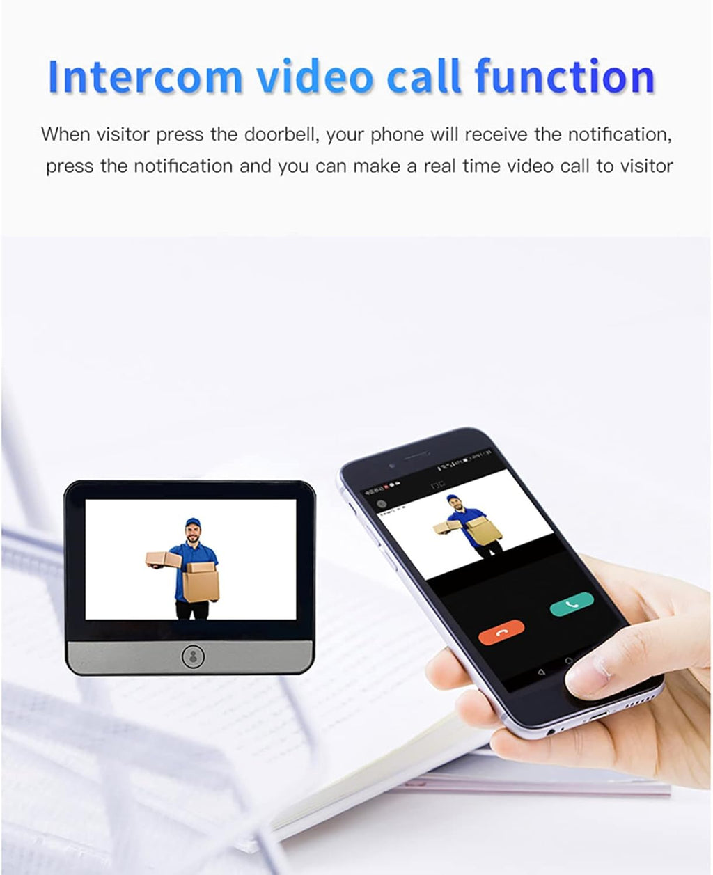 Digital Peephole Door Viewer WiFi Doorbell Camera 1080P Video Intercom 4.3 inch Monitor M384