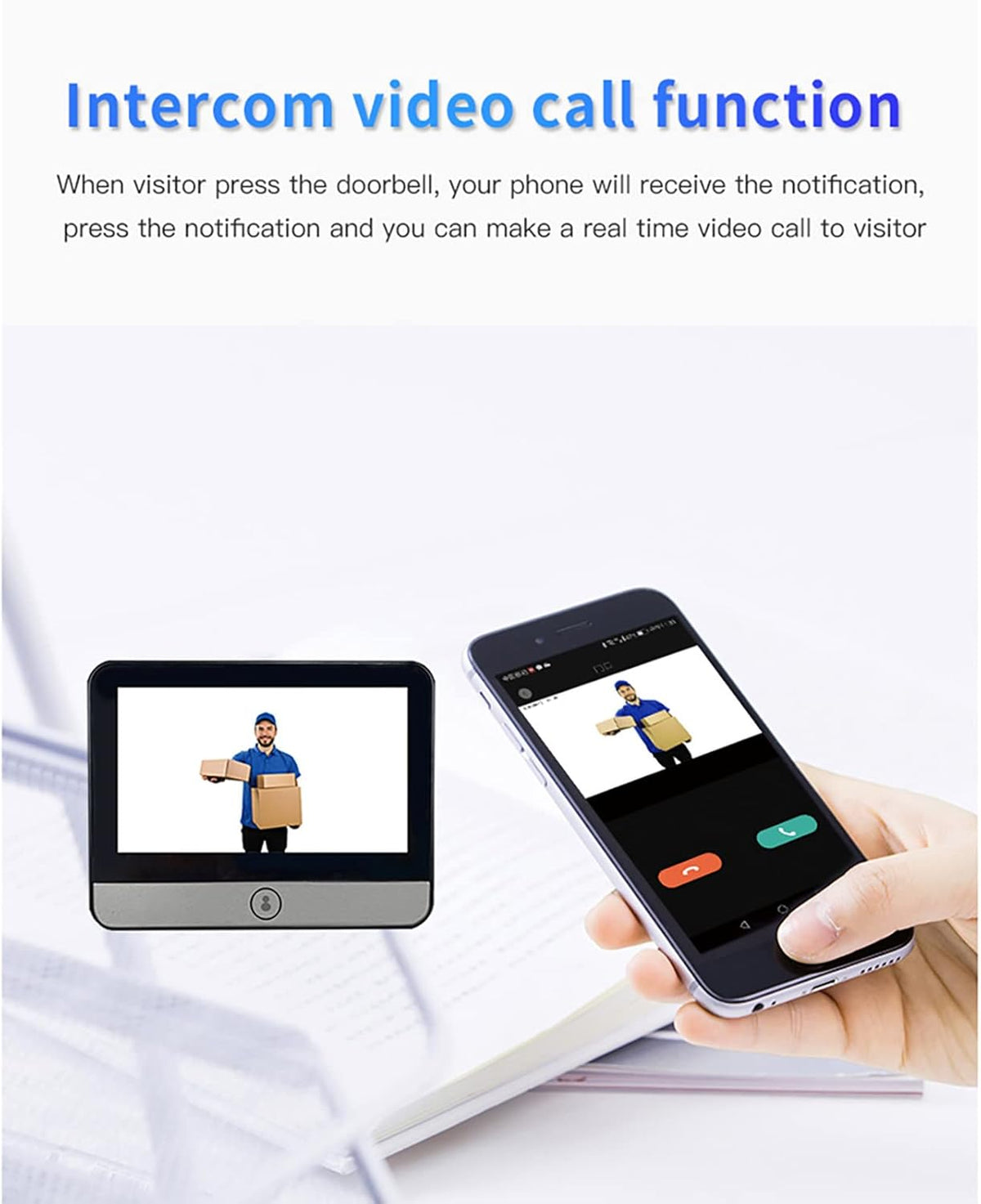 Digital Peephole Door Viewer WiFi Doorbell Camera 1080P Video Intercom 4.3 inch Monitor M384