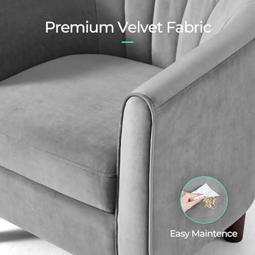 Olive Green Velvet Accent Chair with Ottoman L70887