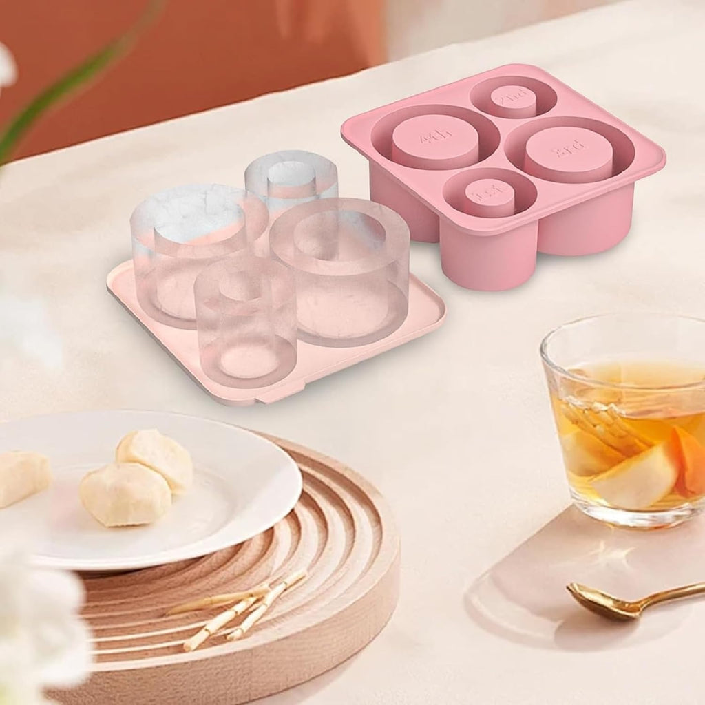 4 Pcs Silicone Ice Cube Tray with Lid N182