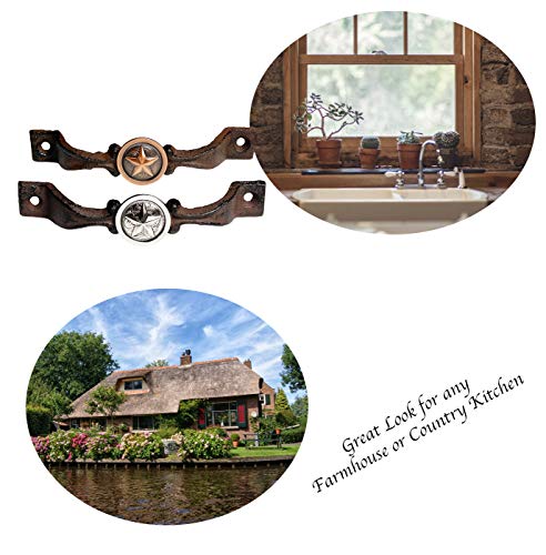 Cast Iron Kitchen Cabinet Handles and Drawer Pulls Antique Country Home Rustic Decor Farmhouse Cabinet Handle Texas Western Star Cabinet Knobs (2, Braided Bronze Star) C784166