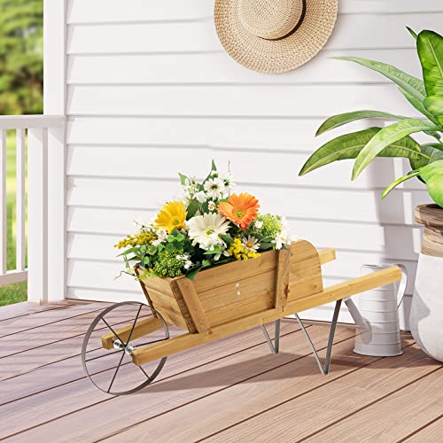 Red Wood Wagon Planter with 9 Magnetic Accessories K10386