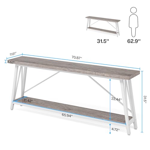 White Industrial Console Sofa Table O379887
