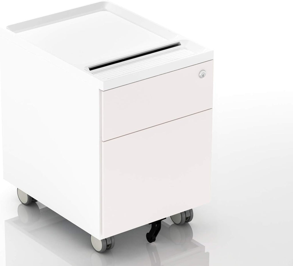 2 Drawer Mobile Filing Cabinet with Lock and Casters Q526337