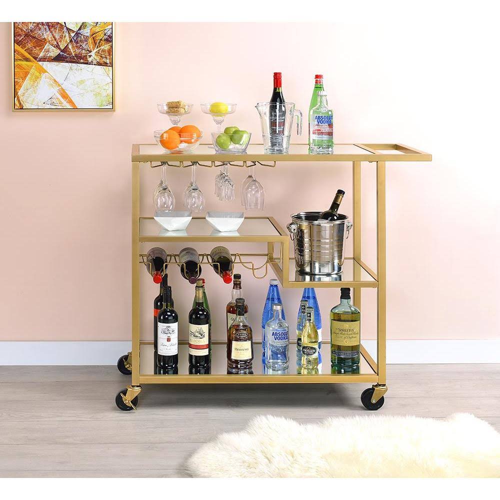 Gold and Clear Glass Serving Cart V6319