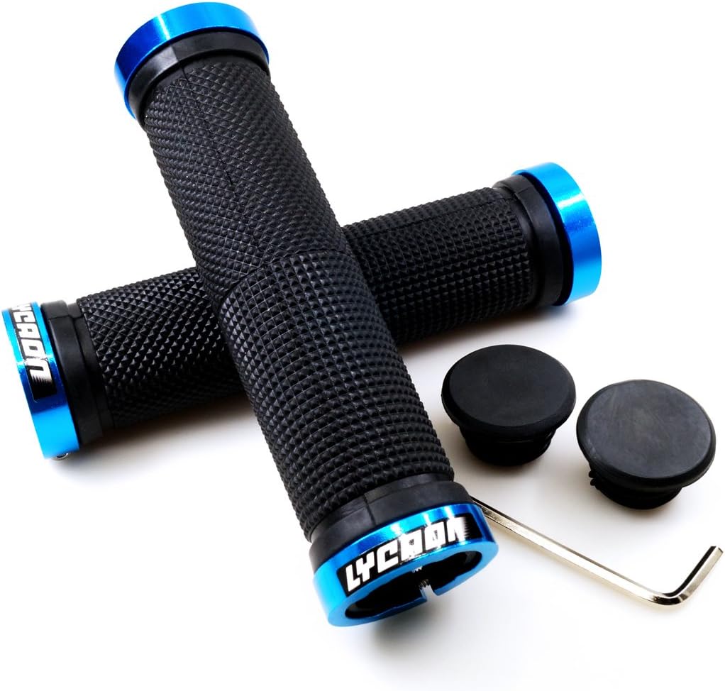Non-Slip Rubber Bicycle Handlebar Grips with Aluminum Lock S3072