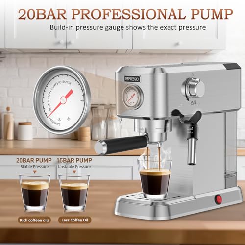 Compact Stainless Steel Espresso Machine with 50oz Water Tank C863