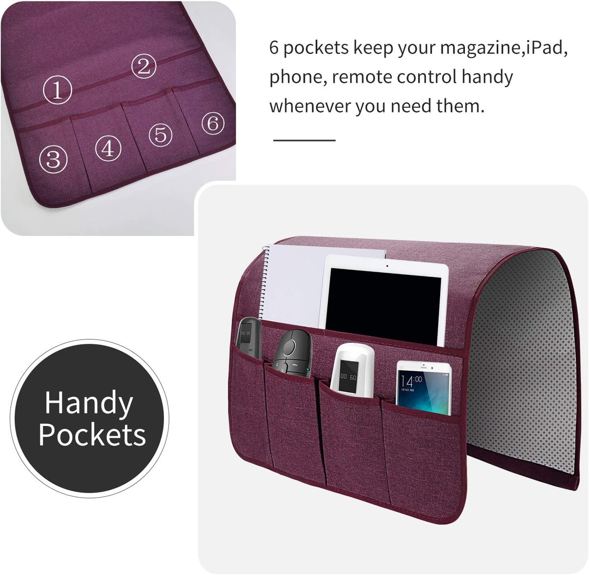 Sofa Armrest Organizer with 6 Pockets P409140