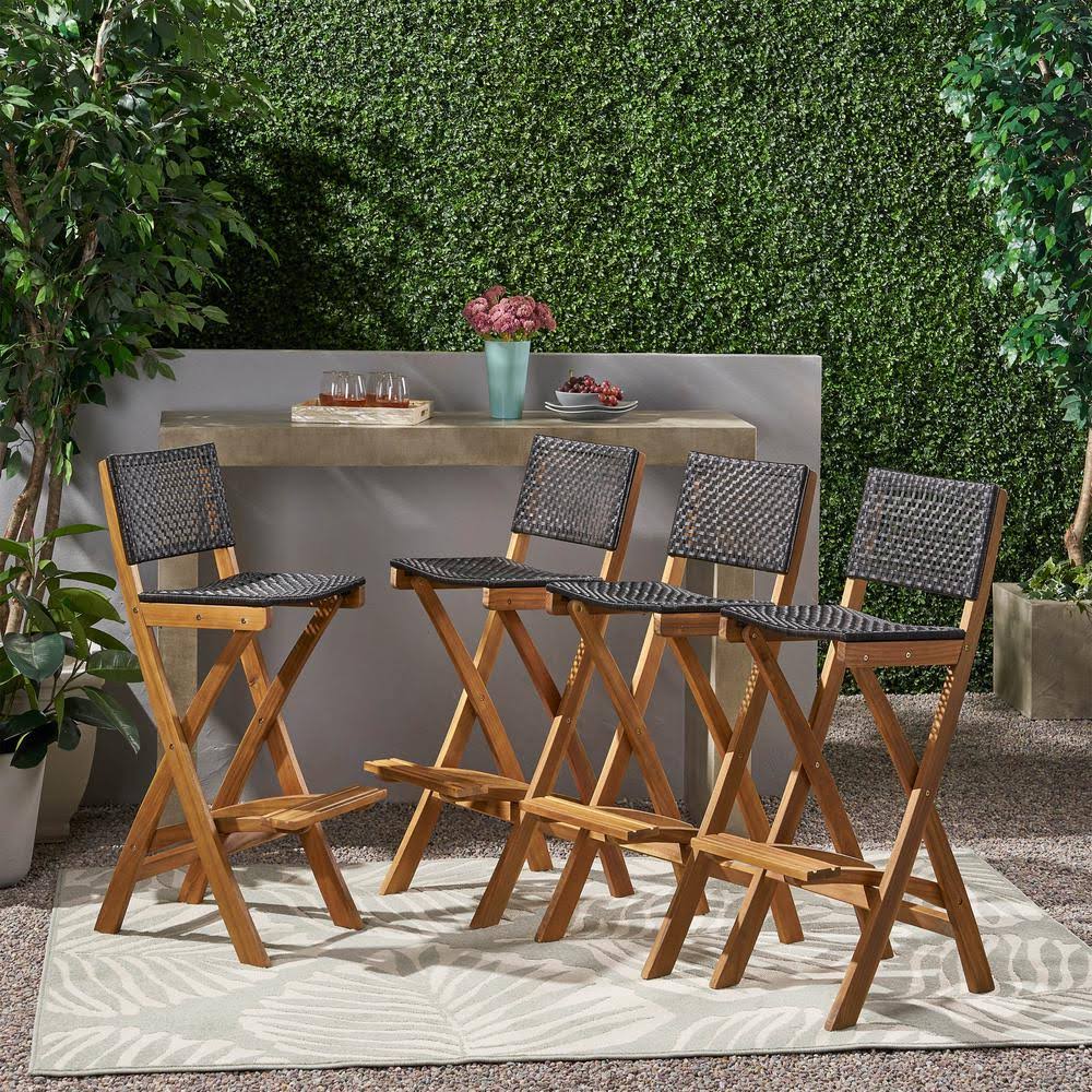 Acacia Wood Folding Barstools Set of 4 W804