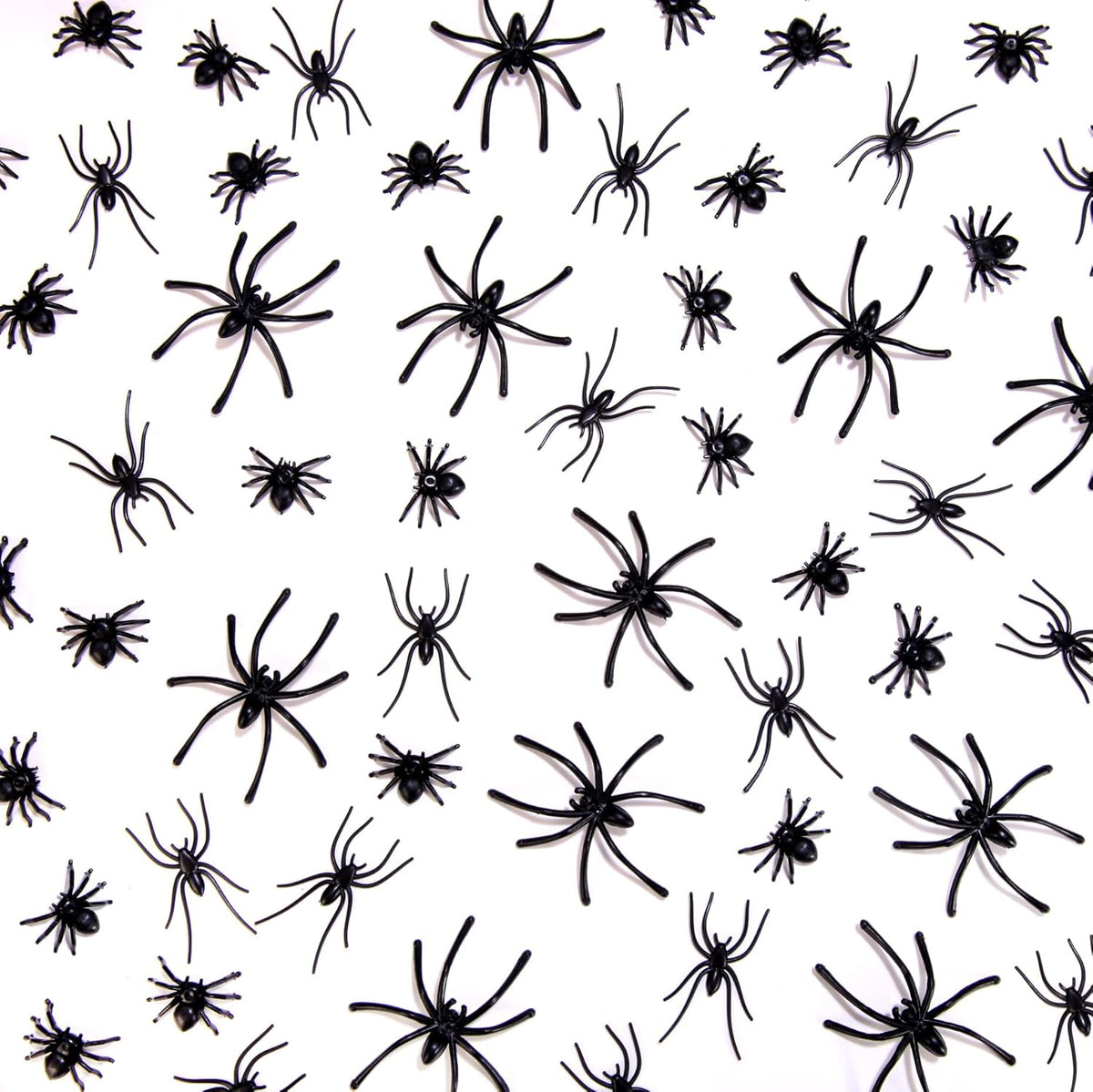 120 Pieces Black Plastic Spiders 3 Sizes P405