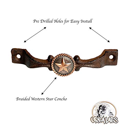 Cast Iron Kitchen Cabinet Handles and Drawer Pulls Antique Country Home Rustic Decor Farmhouse Cabinet Handle Texas Western Star Cabinet Knobs (2, Braided Bronze Star) C784166