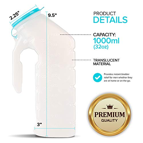 32 Oz Unisex Urinal Bottle (2 Pack) with Lid T2087