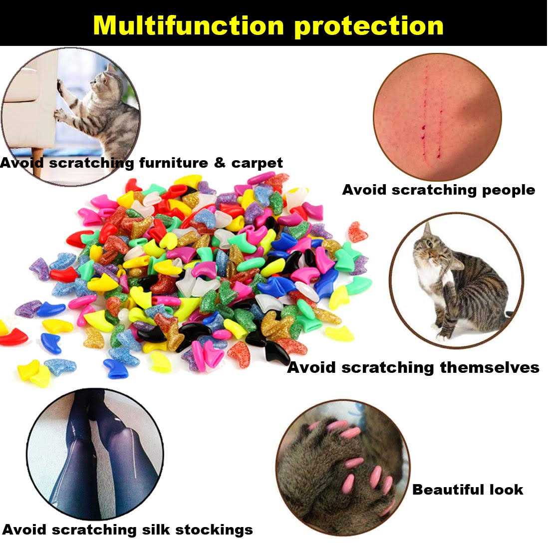 Cat Nail Caps with Glue and Applicators Medium C563