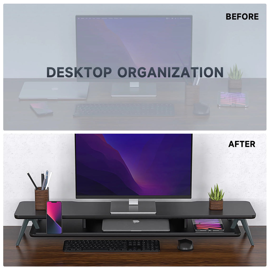 42.5 Inch Dual Monitor Stand Riser Desk Shelf with Storage Organizer Q176735