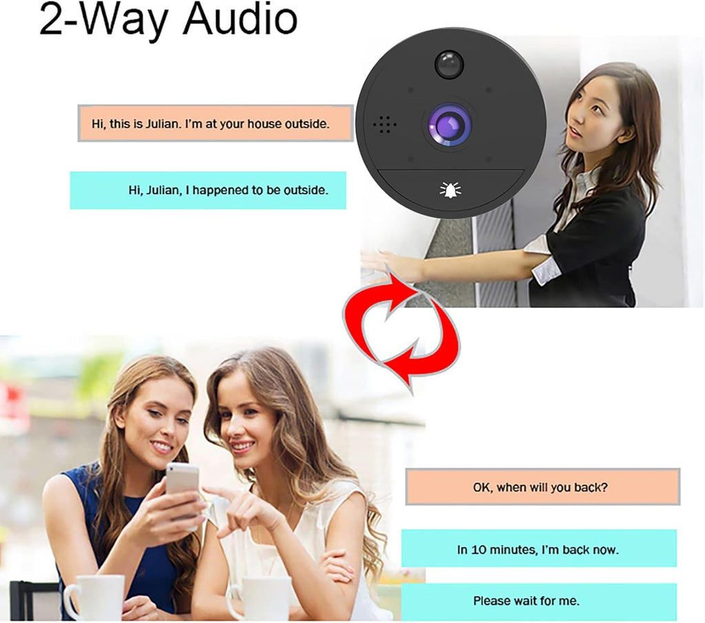 Digital Peephole Door Viewer WiFi Doorbell Camera 1080P Video Intercom 4.3 inch Monitor M384