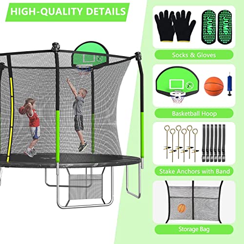 8FT 10FT 12FT 14FT 15FT Trampoline with Enclosure Net Q17623