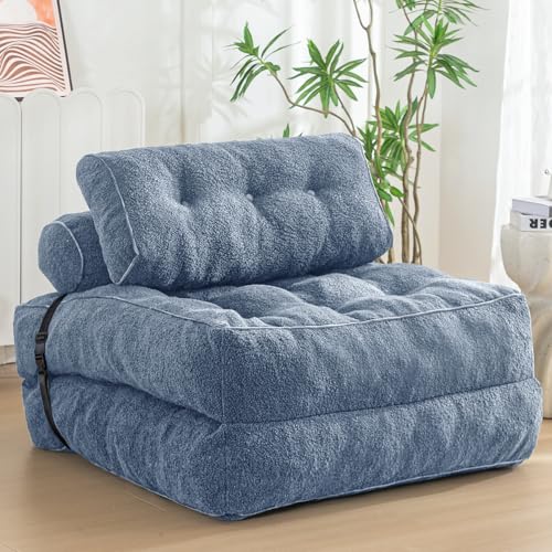 Beige Folding Sofa Bed with Pillow U98162