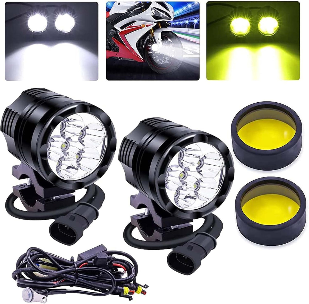 White/Yellow/Strobe 60W LED Motorcycle Spotlight U2961