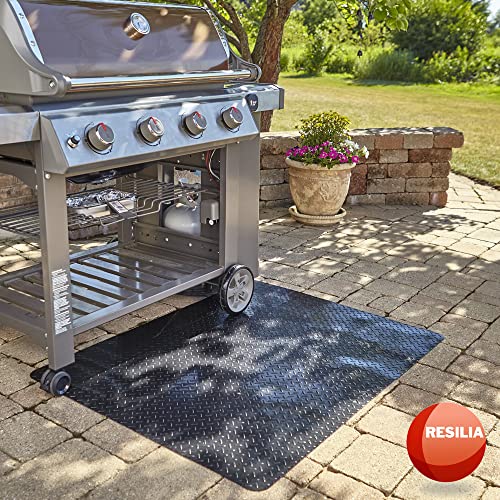 Silver Diamond Plate Under Grill Mat, 57 x 47 inches C601057