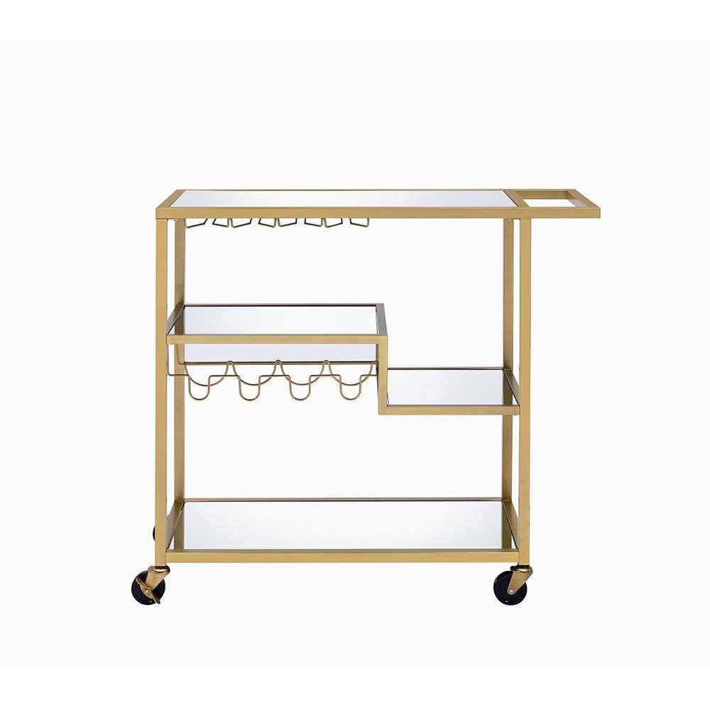 Gold and Clear Glass Serving Cart V6319