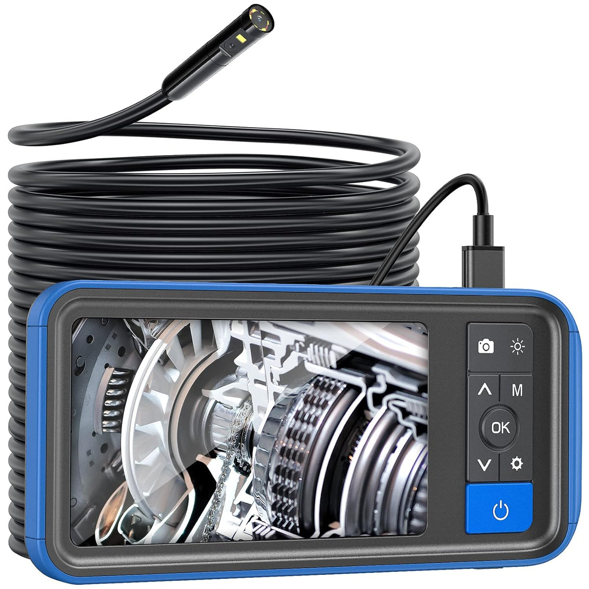 Dual Lens Endoscope Borescope 4.5 HD Inspection Camera with Light 16.5ft E77271