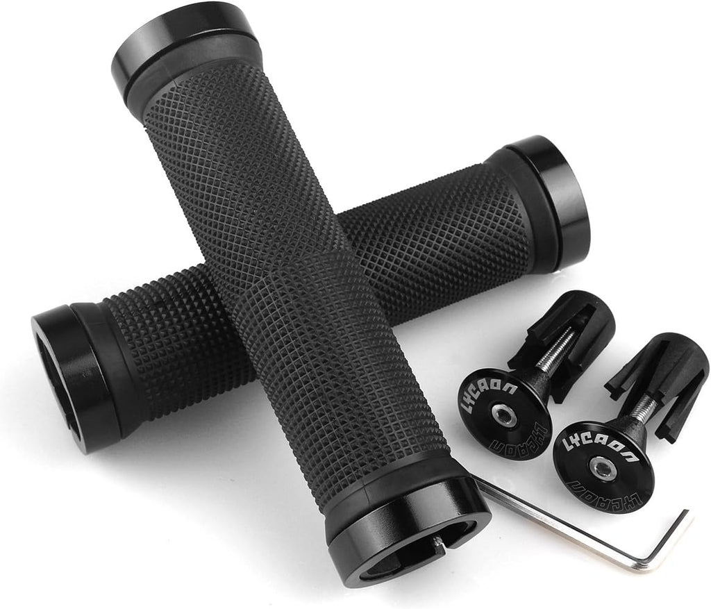 Non-Slip Rubber Bicycle Handlebar Grips with Aluminum Lock S3072