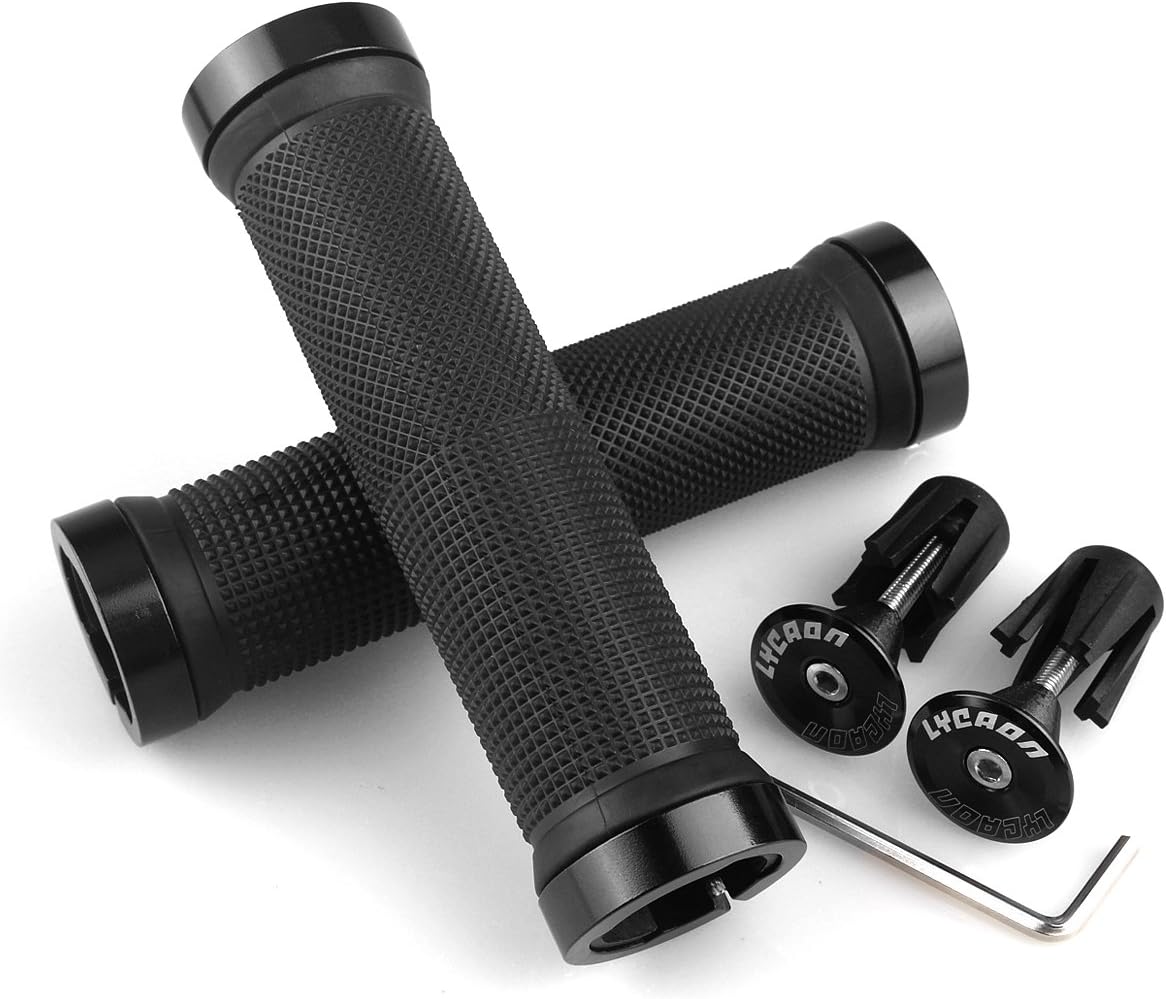 Non-Slip Rubber Bicycle Handlebar Grips with Aluminum Lock S3072