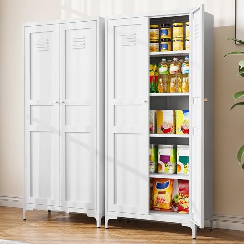 Black 61 inch Metal Pantry Storage Cabinet with Adjustable Shelves B75191