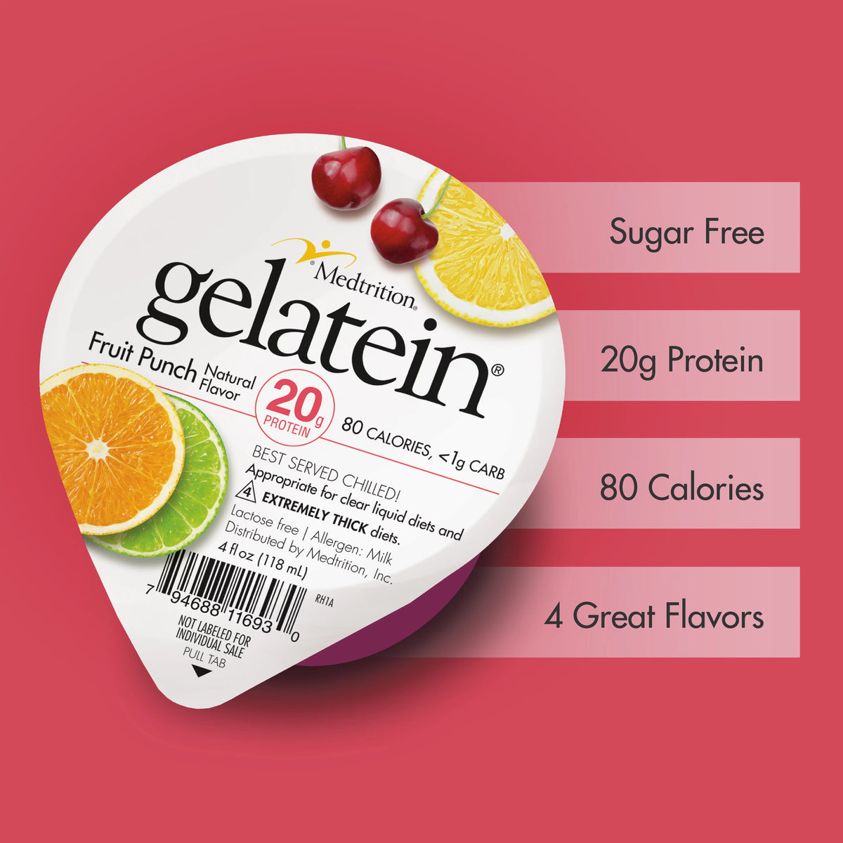 High Protein Sugar Free Fruit Punch Gelatin, 12 Servings P819083