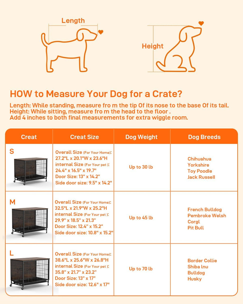 Brown Wooden Dog Crate with Removable Tray and Wheels O879950