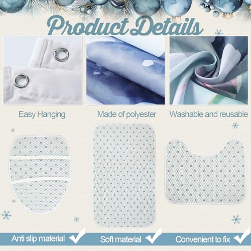 7 Pcs Christmas Shower Curtain Set Non Slip Waterproof Bathroom Accessories L6600