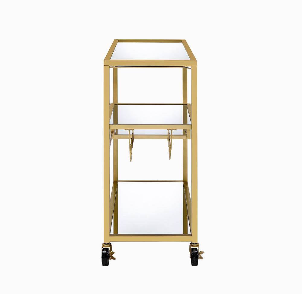 Gold and Clear Glass Serving Cart V6319