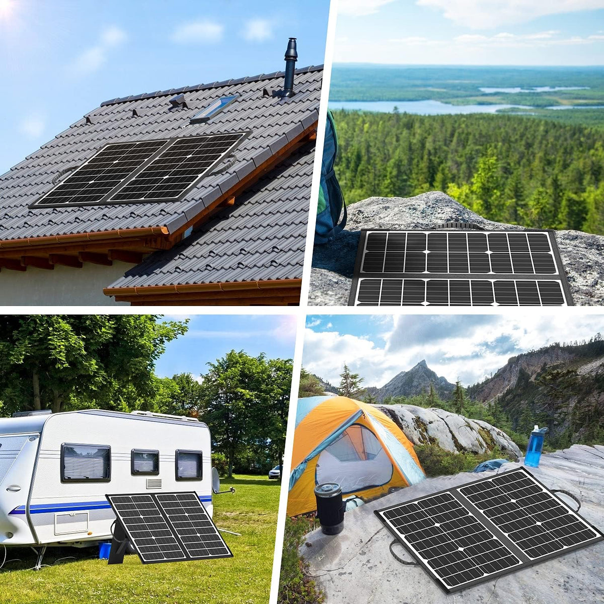 60W Foldable Monocrystalline Solar Panel with USB Ports E75240