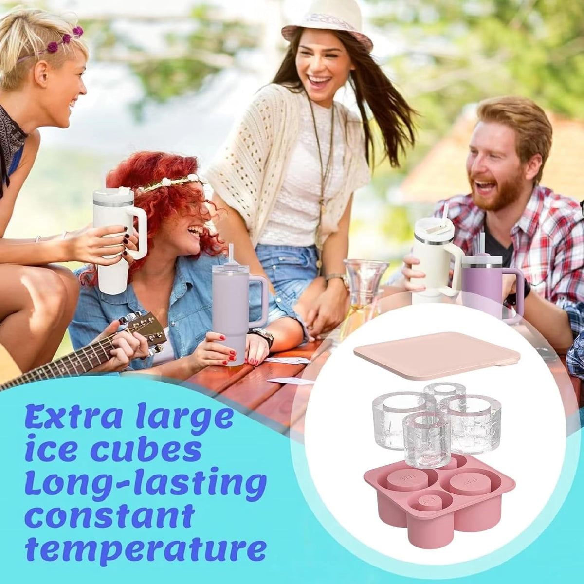 4 Pcs Silicone Ice Cube Tray with Lid N182