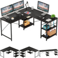 95.2 Inch Reversible L Shaped Desk with Shelves Grey Oak N61178