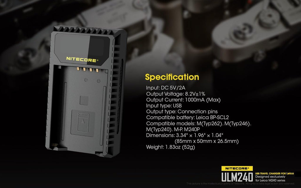 USB Charger for Leica BP-SCL2 Batteries V9004