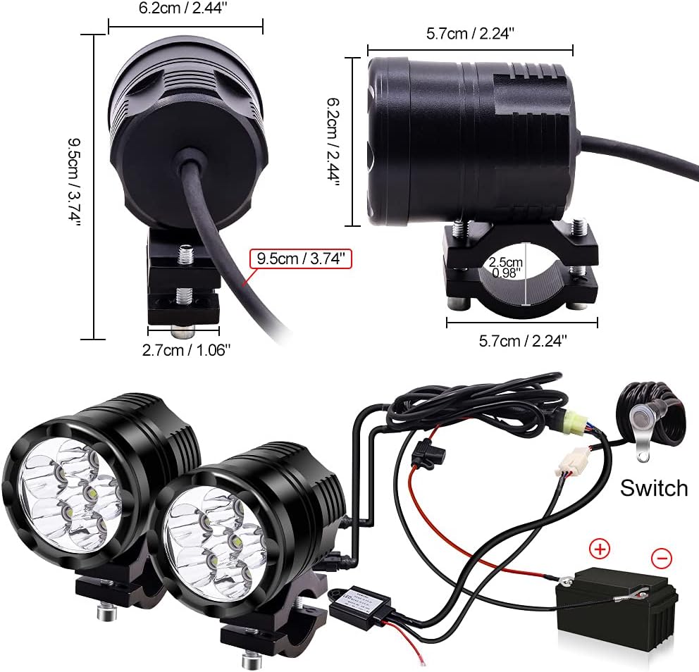 White/Yellow/Strobe 60W LED Motorcycle Spotlight U2961