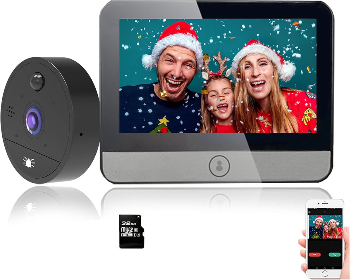 Digital Peephole Door Viewer WiFi Doorbell Camera 1080P Video Intercom 4.3 inch Monitor M384