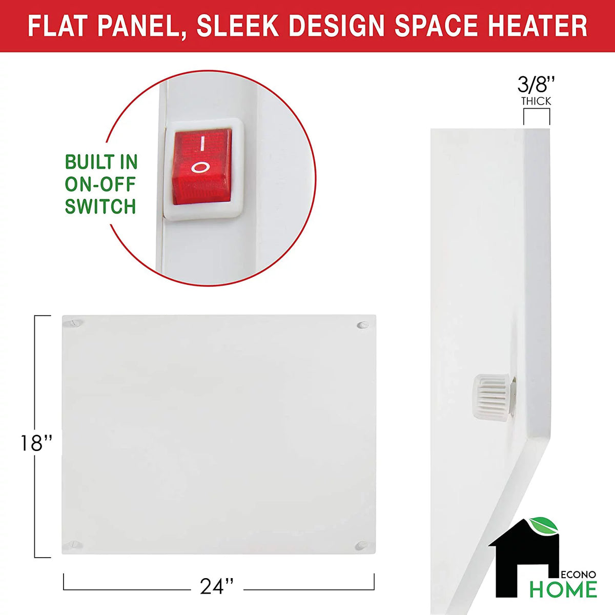 250 Watt Splashproof Convection Wall Mount Space Heater Panel D7350
