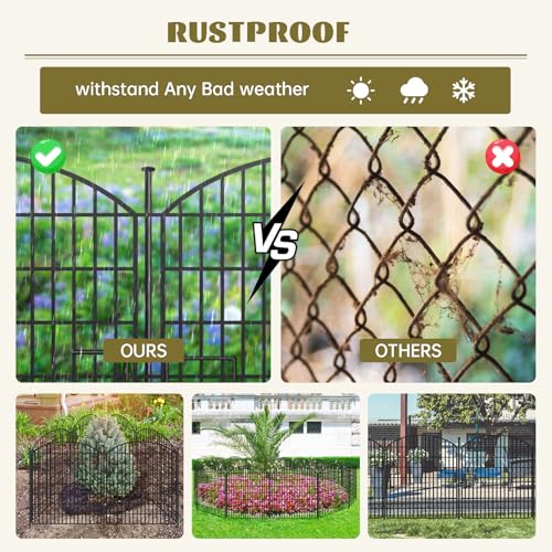 16 Panels 32in x 38.6ft Rustproof Metal Garden Fence with Gate D682078