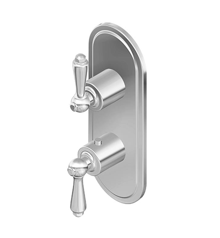 Two Hole Vertical Trim Plate with Handle in Polished Nickel F487