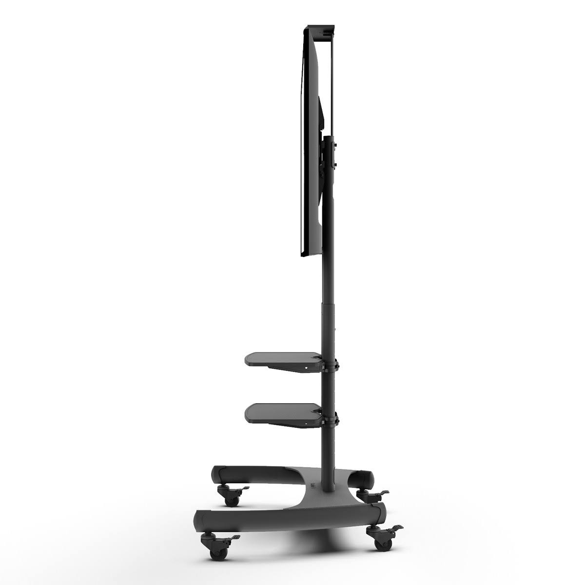 Black Mobile TV Mount with Two Adjustable Shelves J402592