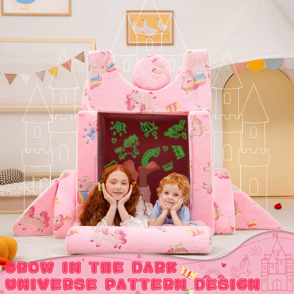 11 Pc Pink Modular Kids Play Couch G77319