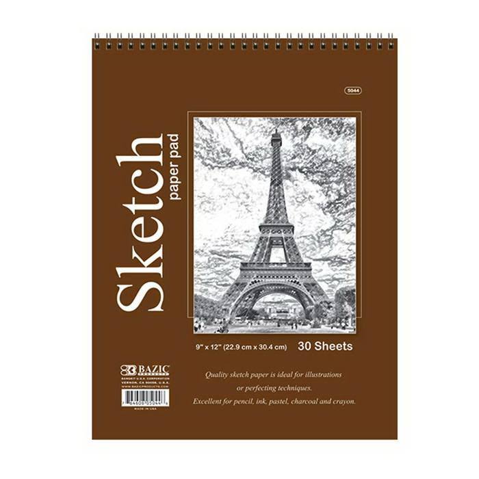 30 Ct. 9 in. x 12 in. Top Bound Spiral Sketch Pad T35107