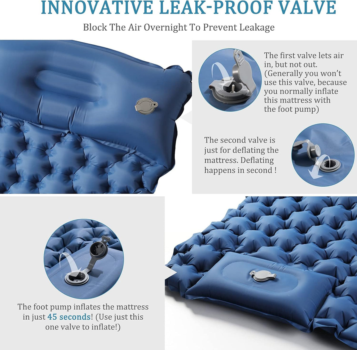 Inflatable Camping Pad for 2 Person Lightweight Waterproof Air Mattress X996228