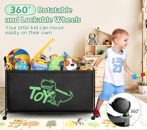 Black Large Toy Box with Wheels T671590