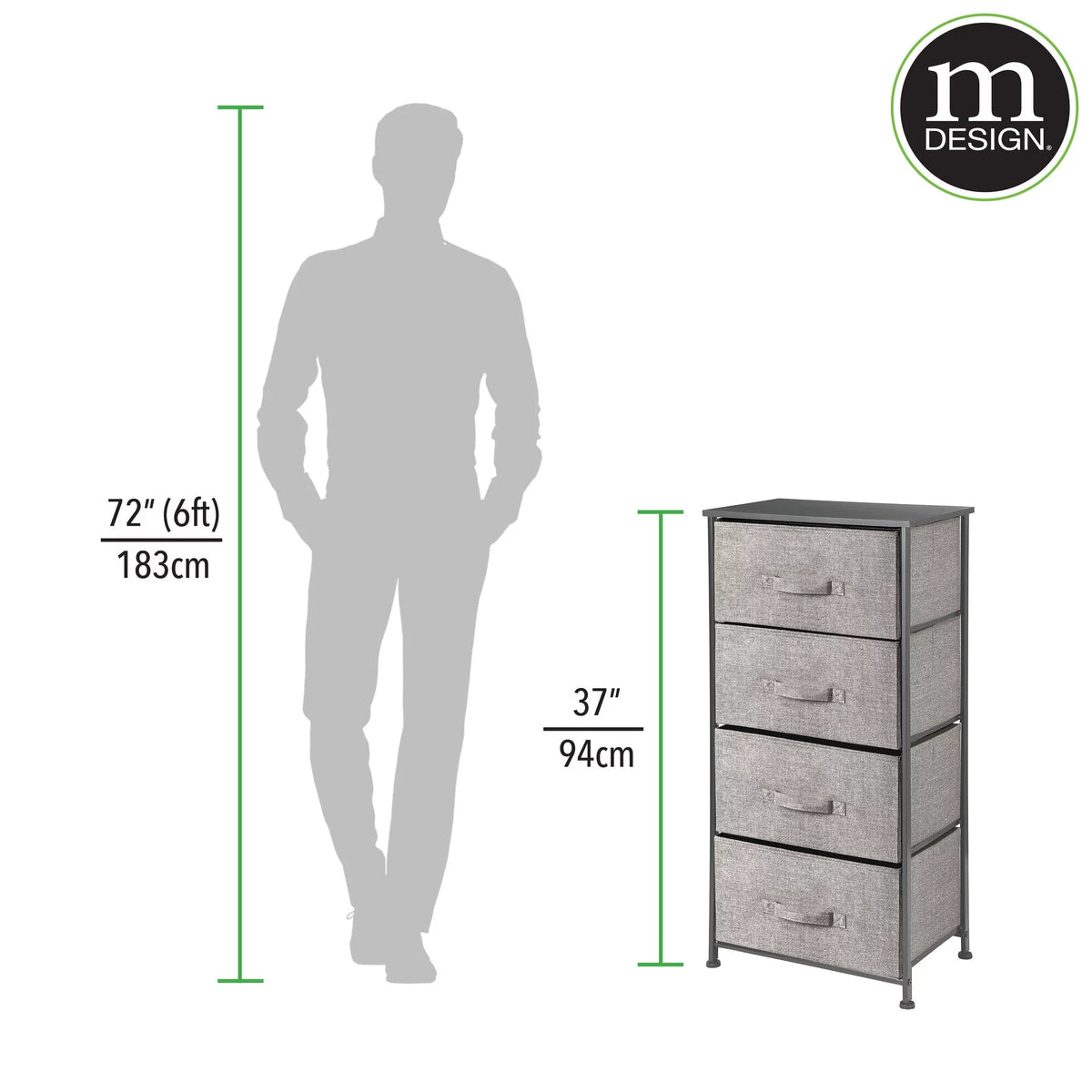 Tall Dresser Storage Tower with 4 Fabric Drawers S44764